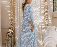Skyra Blue Boho Midi Dress
