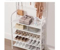 5 Layer Shoe Rack with Coat Hanger - Image 2