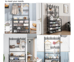 5 Layer Shoe Rack with Coat Hanger - Image 3