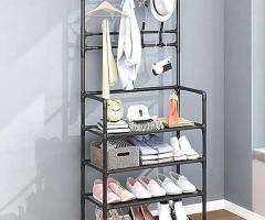 5 Layer Shoe Rack with Coat Hanger - Image 4