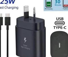 25W Super Fast Type-C Adapter With 15W Type-C-C Cable Charger Set Au Plug